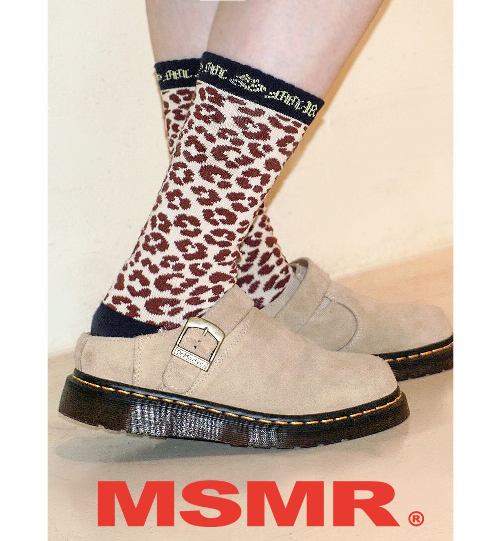 韓國 MSMR 中筒襪/ Leopard Crew socks/ 米/ 禮物套組