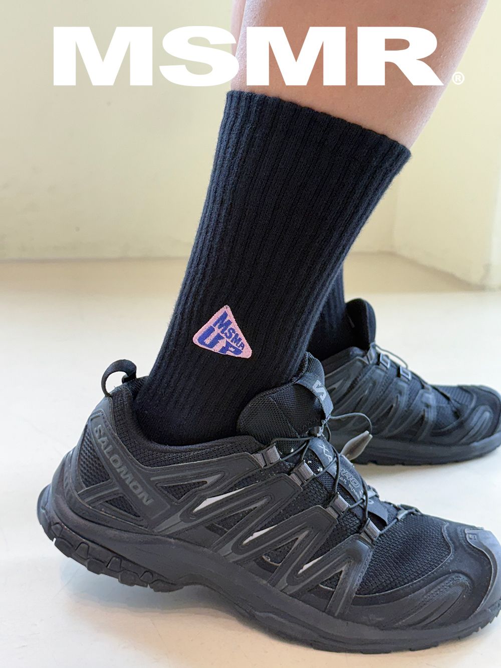 韓國 MSMR 中筒襪/ UP Logo Crew Socks/ 黑/ 禮物套組