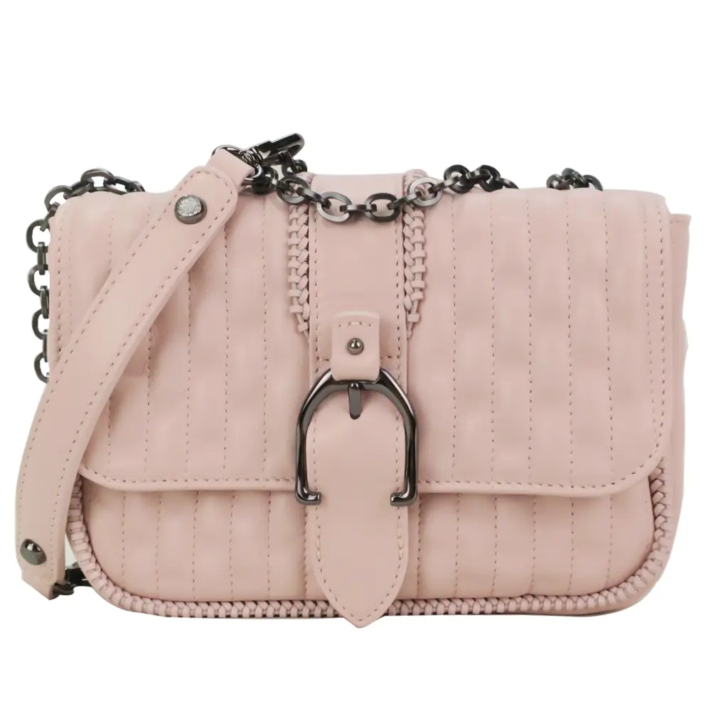 LONGCHAMP AMAZONE系列小羊皮鏈帶荷篷斜背包(迷你/玫瑰粉)/平行輸入