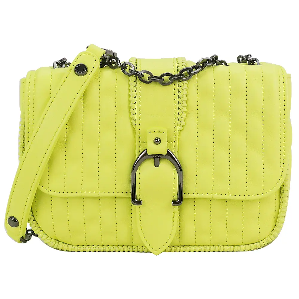LONGCHAMP AMAZONE系列小羊皮鏈帶荷篷斜背包(迷你/螢光黃)/平行輸入