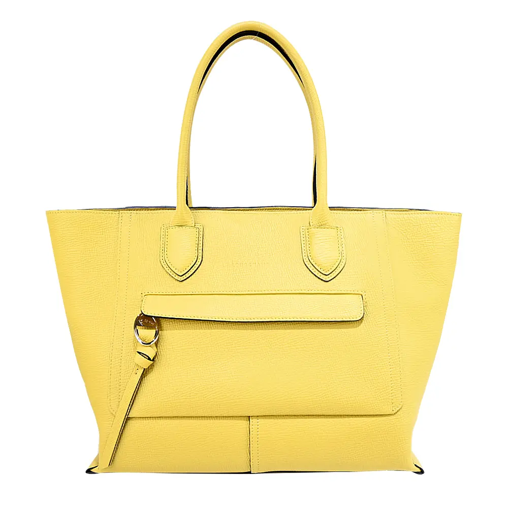 LONGCHAMP MAILBOX系列牛皮前口袋手提包(大/黃)/平行輸入