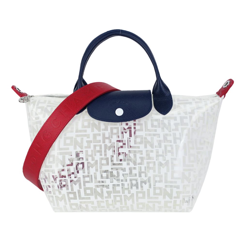 LONGCHAMP LE PLIAGE LGP系列透明PVC兩用水餃包(小/白)/平行輸入