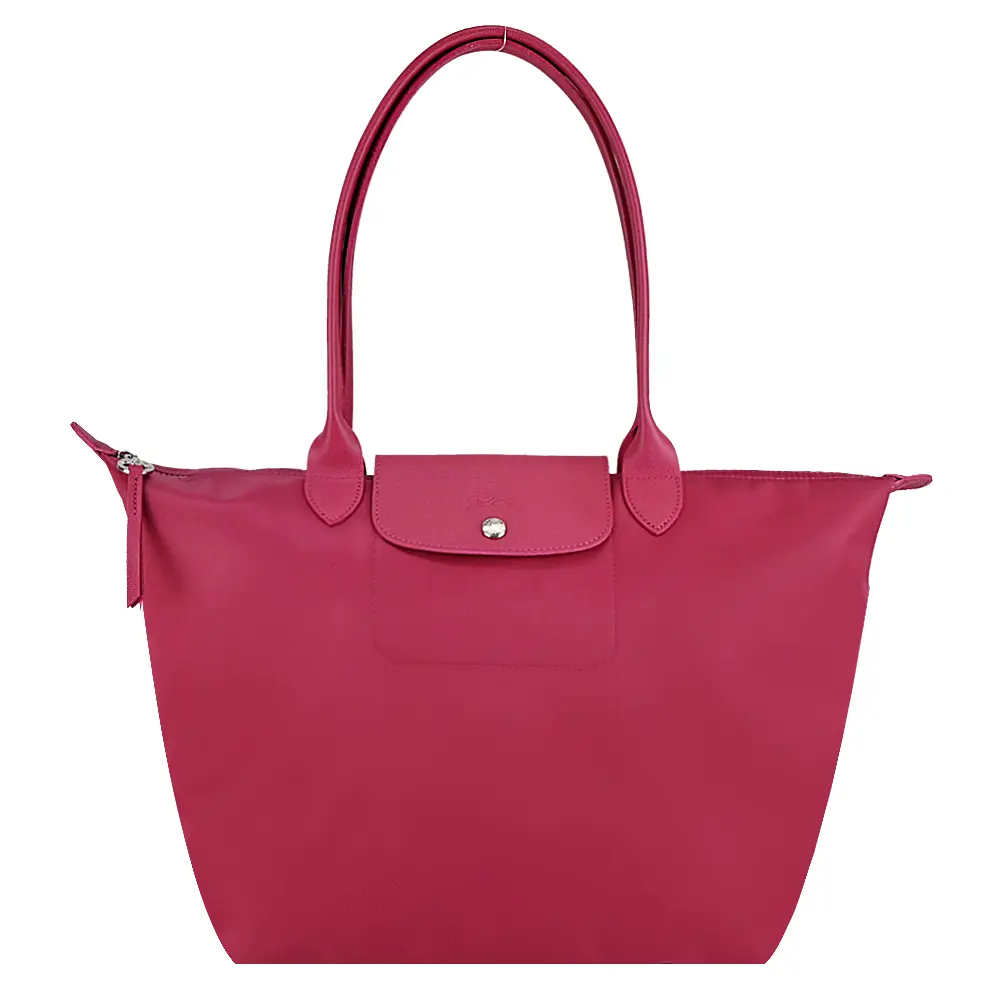 LONGCHAMP LE PLIAGE NÉO系列尼龍長把肩背水餃包(大/樹莓紅)/平行輸入