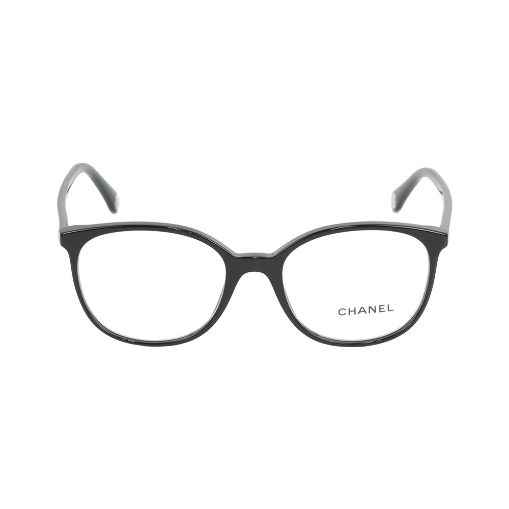 【CHANEL】銀字Logo 框形眼鏡(黑色) 50mm/ 平行輸入
