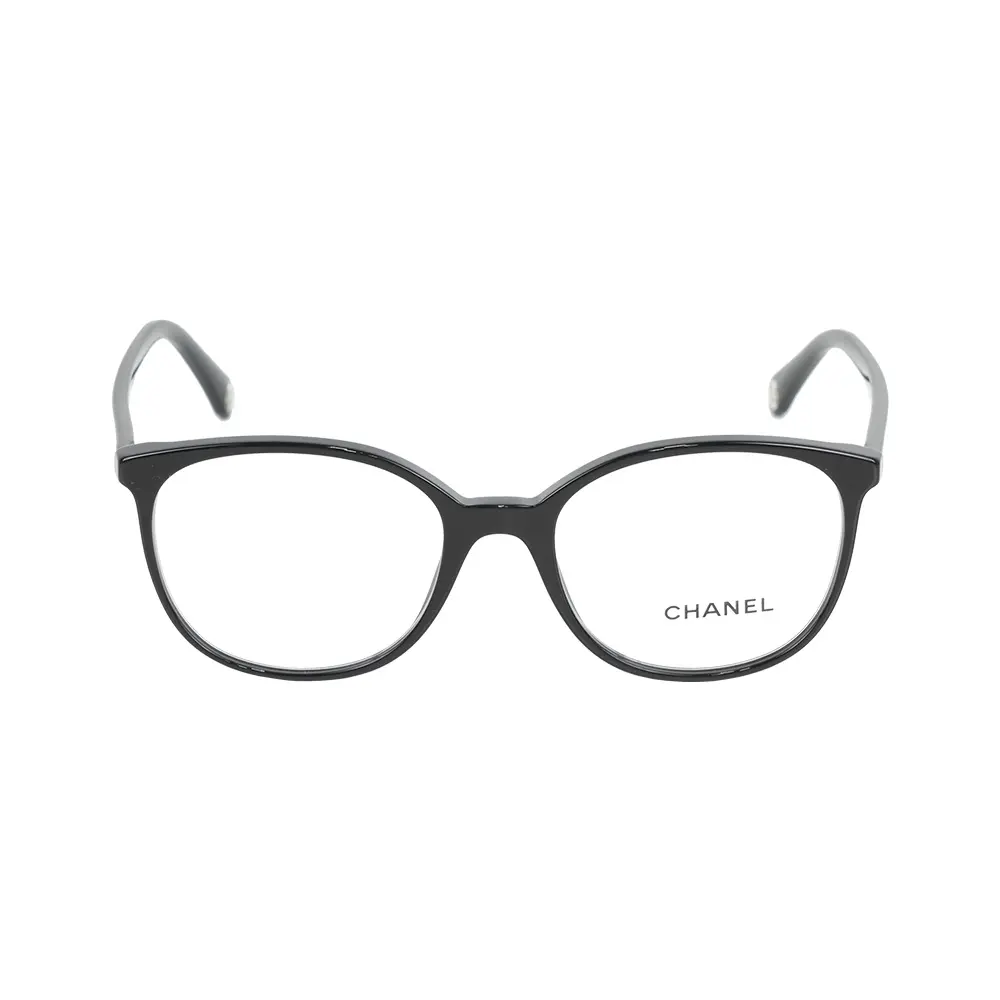 【CHANEL】銀字Logo 框形眼鏡(黑色) 53mm/ 平行輸入