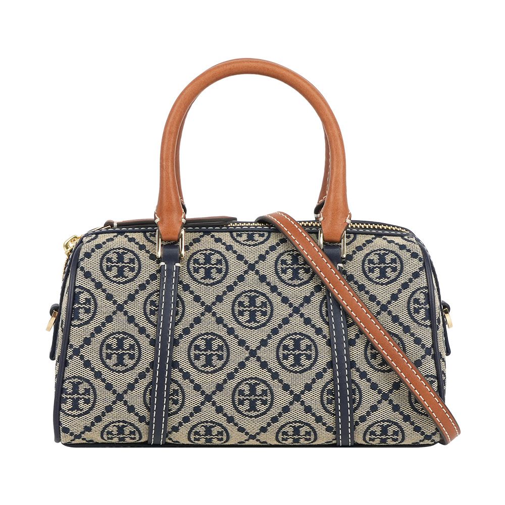 【TORY BURCH】T Monogram 標誌緹花迷你波式頓包(海軍藍)/ 平行輸入