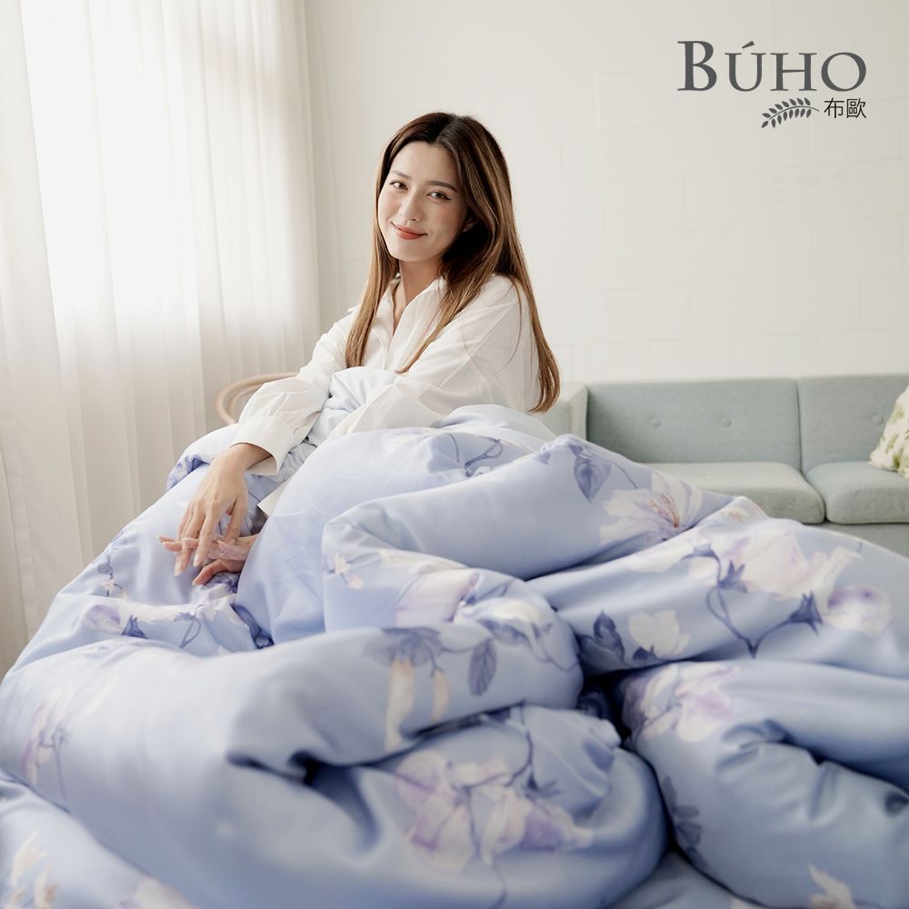 【BUHO布歐】台製300織100%TENCEL純天絲™床包被套四件組-雙人加大/ 秋詩詠思