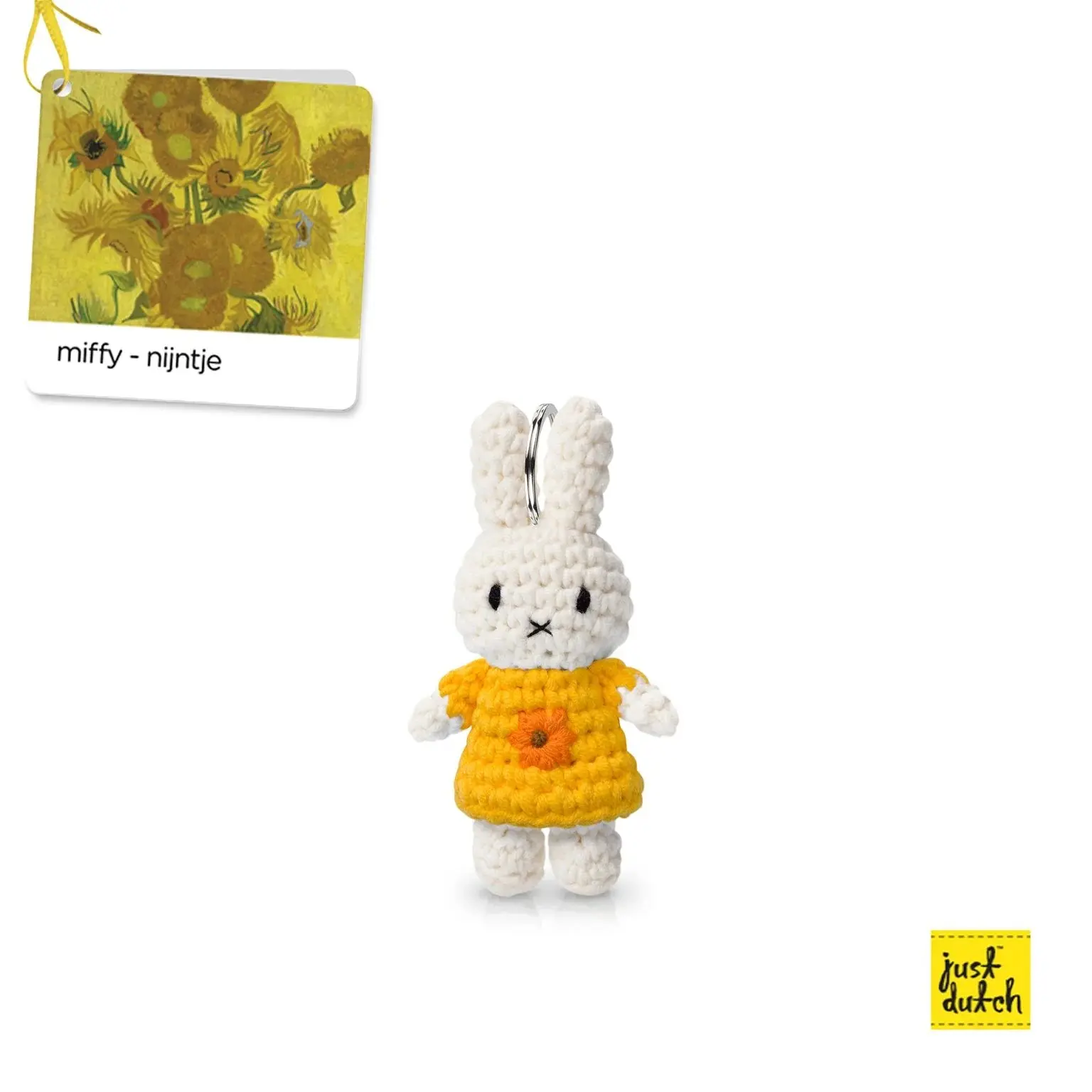 荷蘭 Just Dutch 手工編織Miffy鑰匙圈/ Van Gogh Museum/ 向日葵