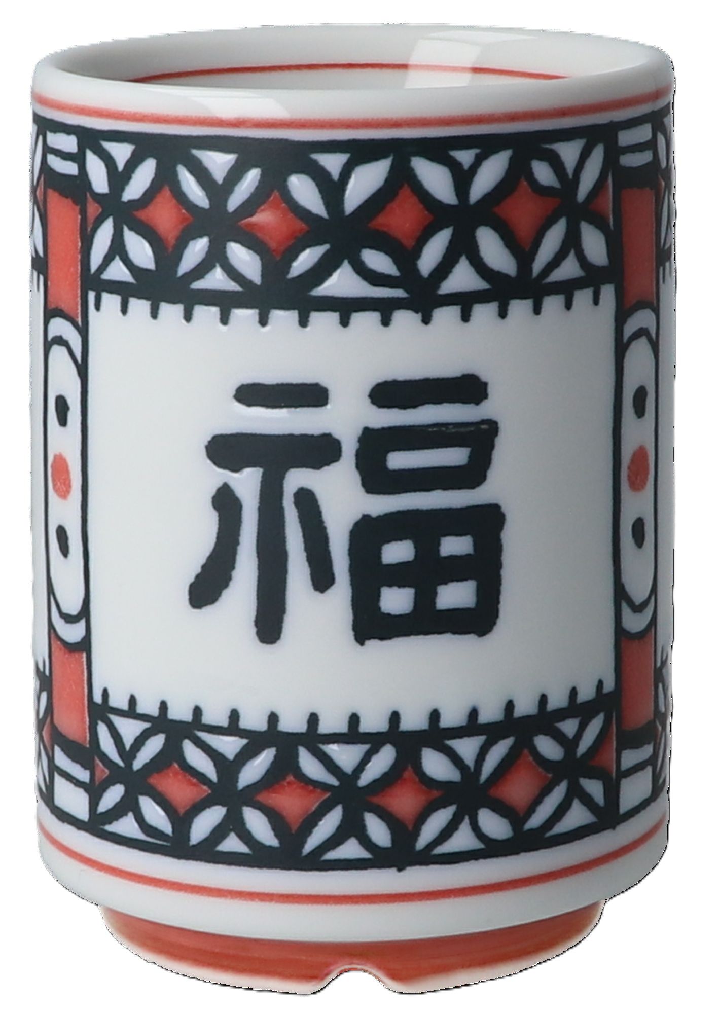 日本 IZAWA Mino Yunomi 吞湯茶杯/ 福紋 Red