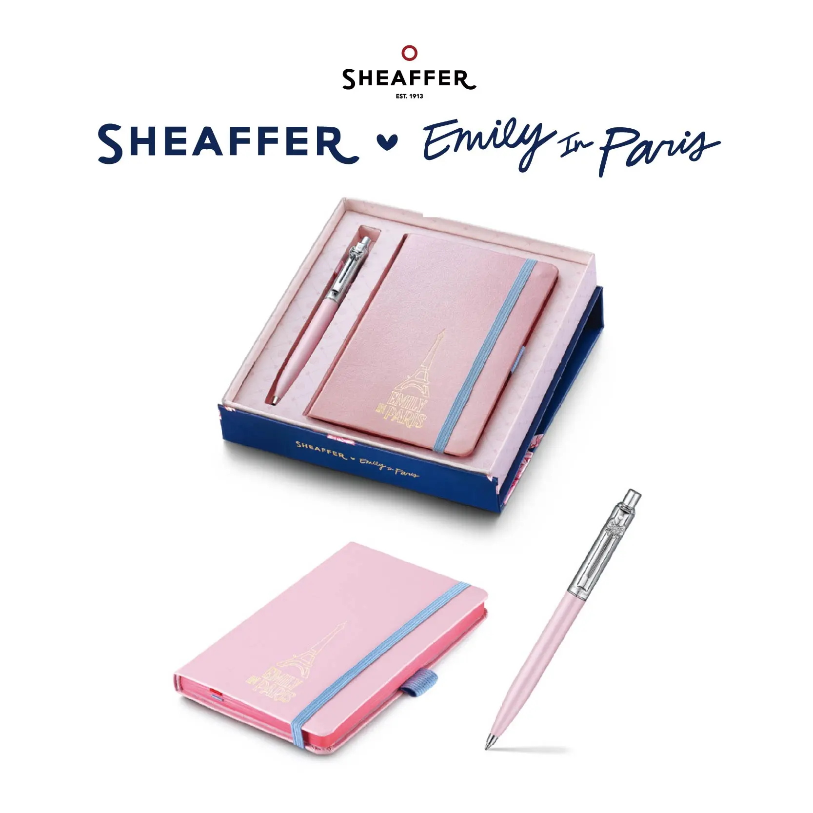 SHEAFFER×EMILY IN PARIS聯名款原子筆筆記本禮盒/ 典雅粉
