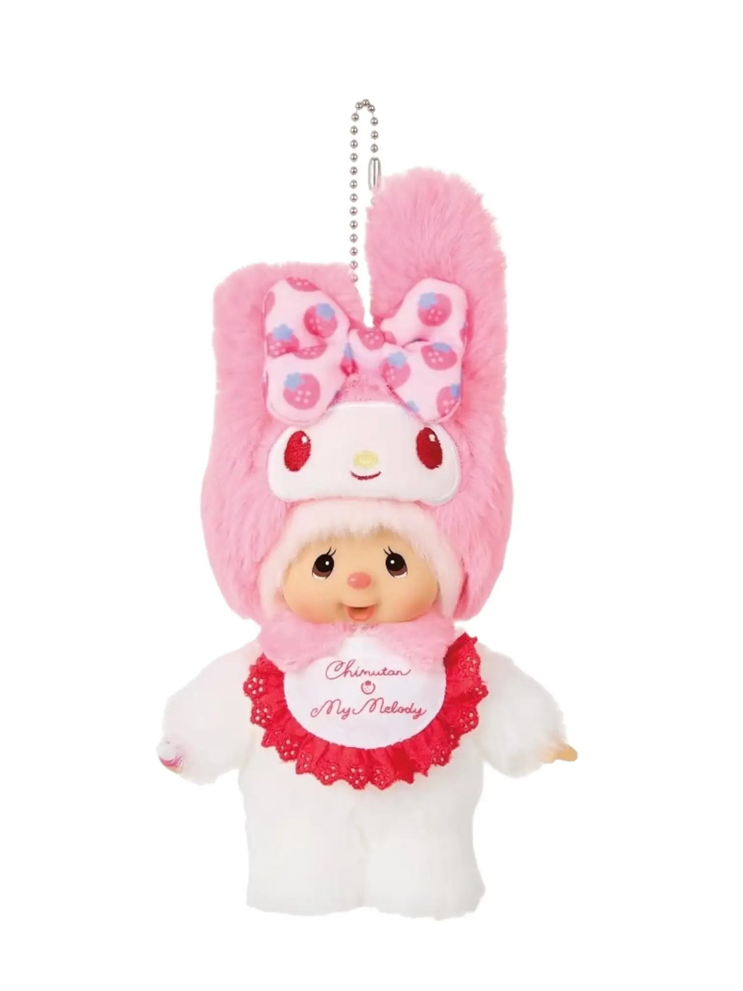 日本限定 Monchhichi x Sanrio人氣聯名吊飾(244461/美樂蒂/Melody/白/粉/蒙奇奇/聯名/平行輸入)