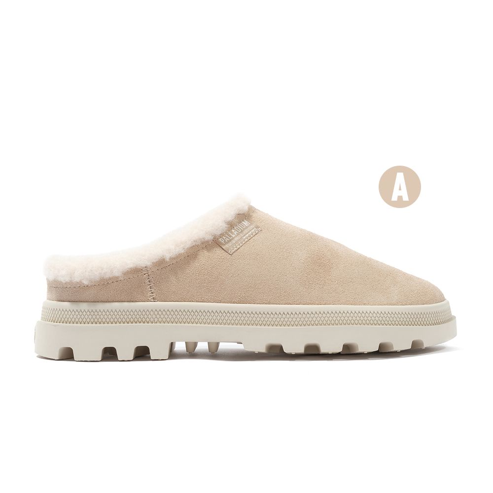 PALLADIUM PALLADUNE MULE WARM絨毛麂皮巧克力厚底鞋/休閒鞋-男鞋/女鞋-四色任選/ (A)米色/奶白/ 6(24cm)