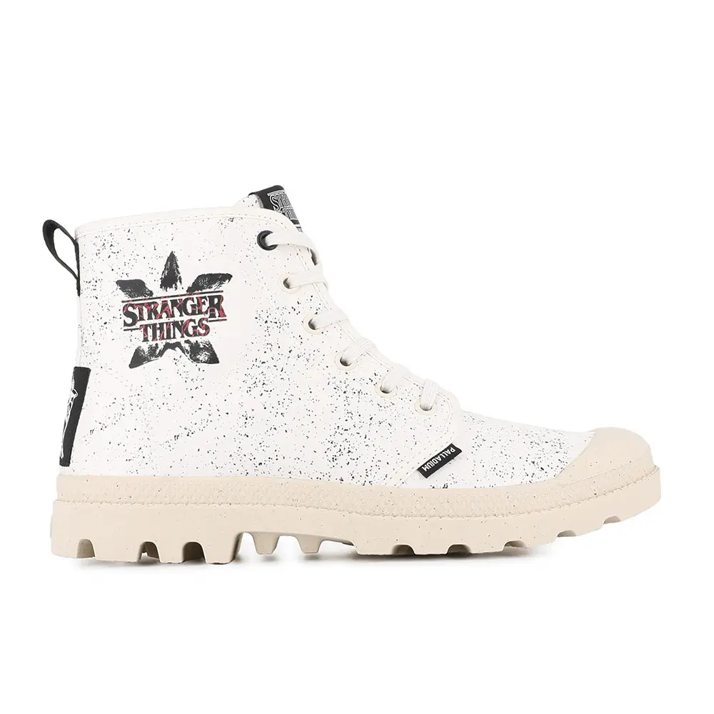 PALLADIUM PAMPA DEMODOG怪奇物語聯名復古有機棉靴/休閒鞋-男鞋/女鞋/ 潑墨白/ 6(24cm)