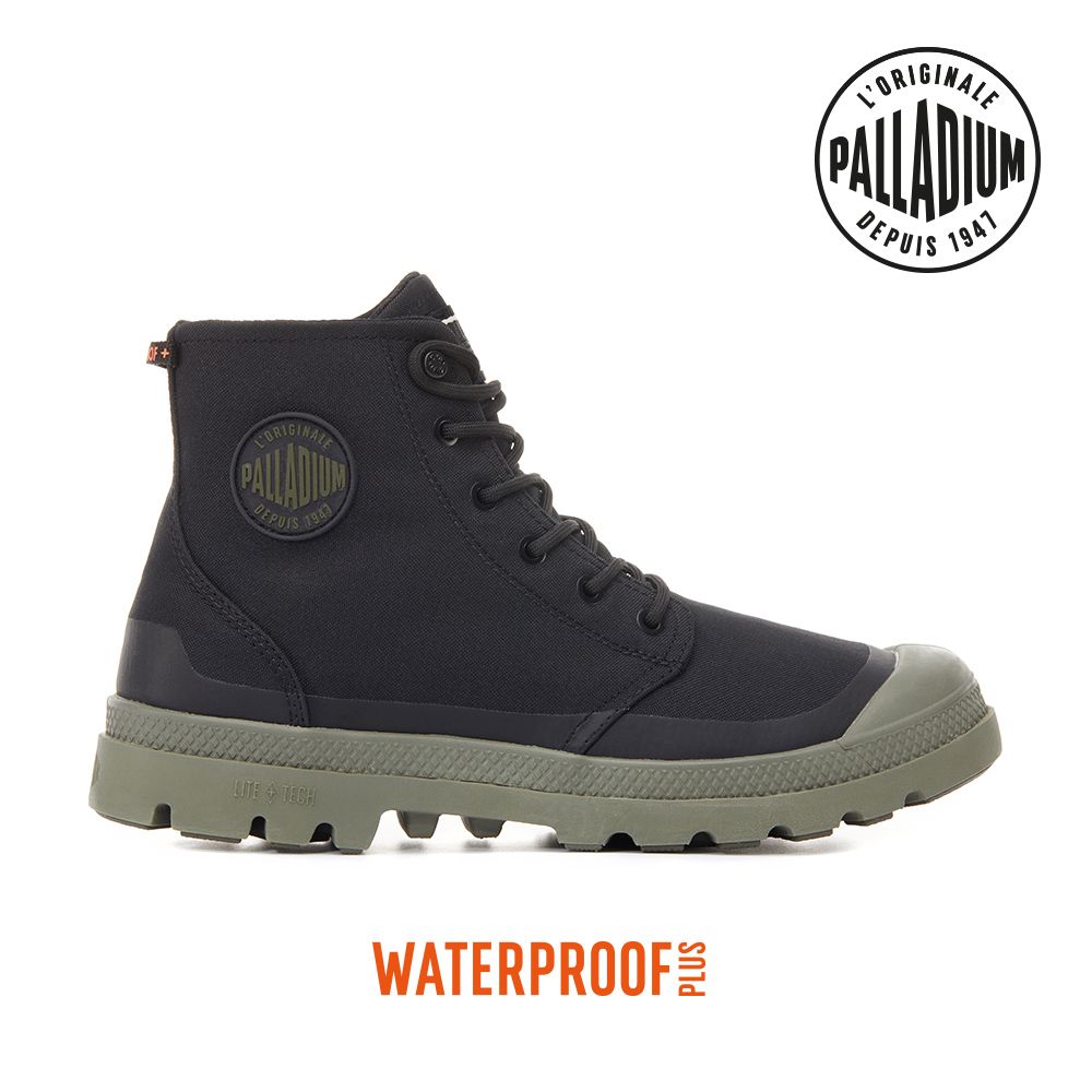 PALLADIUM PAMPA RCYCL LITE+WP+ ZIP再生科技輕量拉鍊橘標防水靴-中性-黑/墨綠/ 5(23cm)
