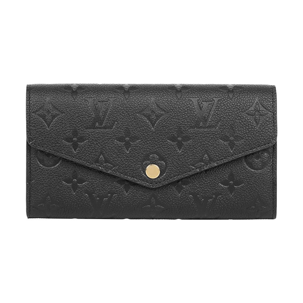 【Louis Vuitton】Monogram Sarah 牛皮壓紋發財長夾(黑色)/ 平行輸入