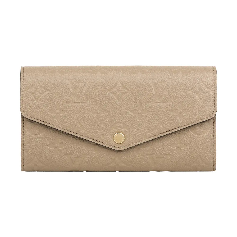 【Louis Vuitton】Monogram Sarah 牛皮壓紋發財長夾(沙色)/ 平行輸入