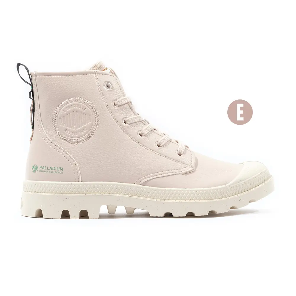 PALLADIUM PAMPA HI RE-VEGAN LTH拉鍊高筒靴/男鞋/女鞋-休閒鞋-五色任選/ (E)淡粉/奶白/ 6.5(24.5cm)