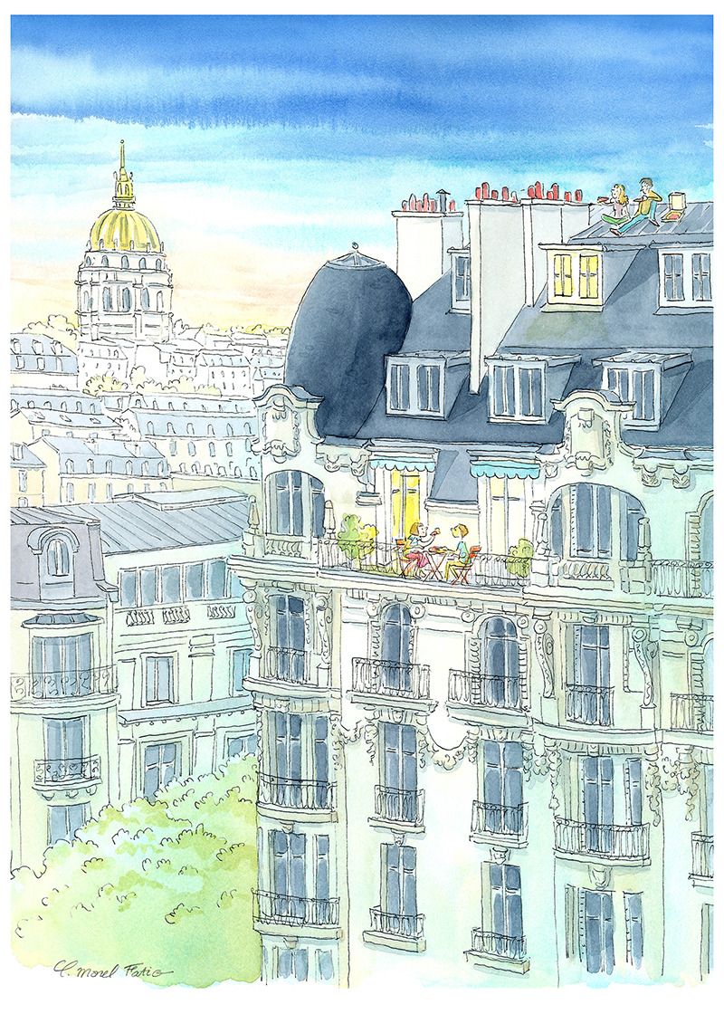 法國 Image Republic 情人卡/ 插畫家Claire Morel Fatio系列/ 微光披薩夜/ 10.5X15CM