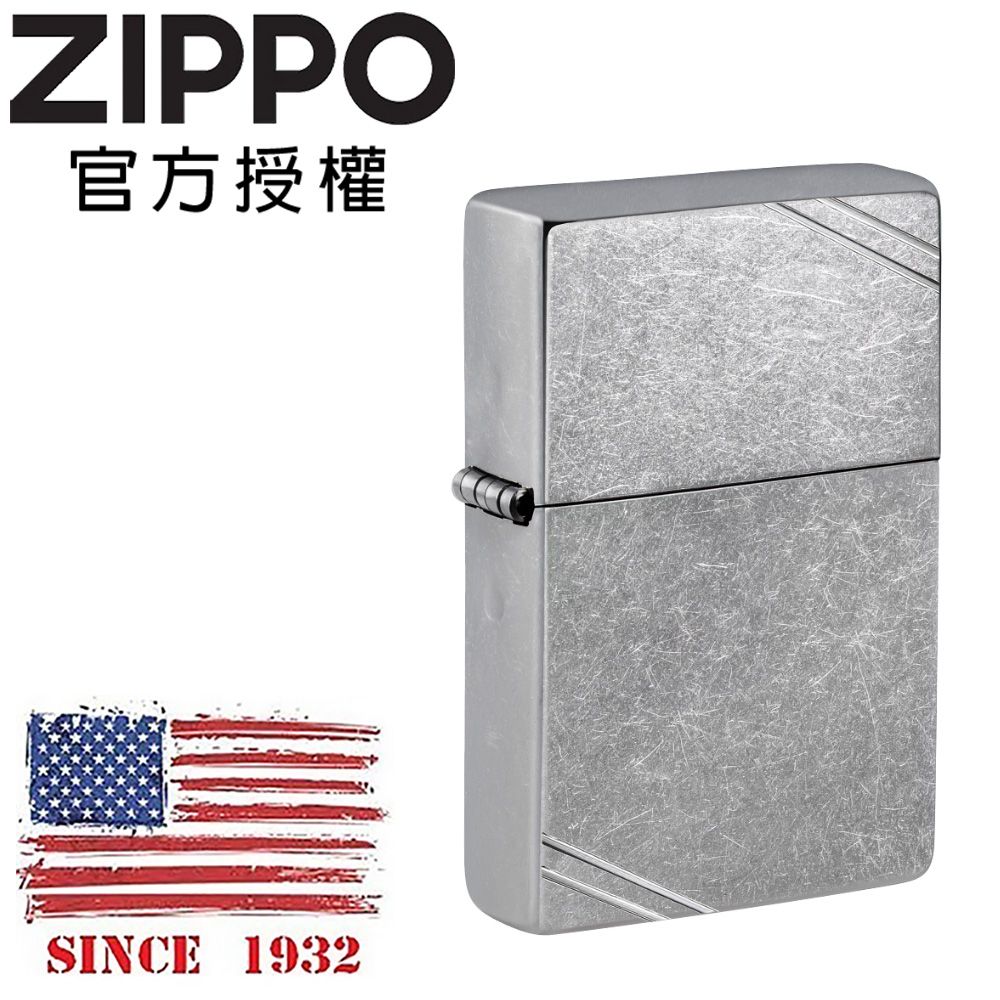 ZIPPO 古典花紗切角防風打火機 / 經典素面款