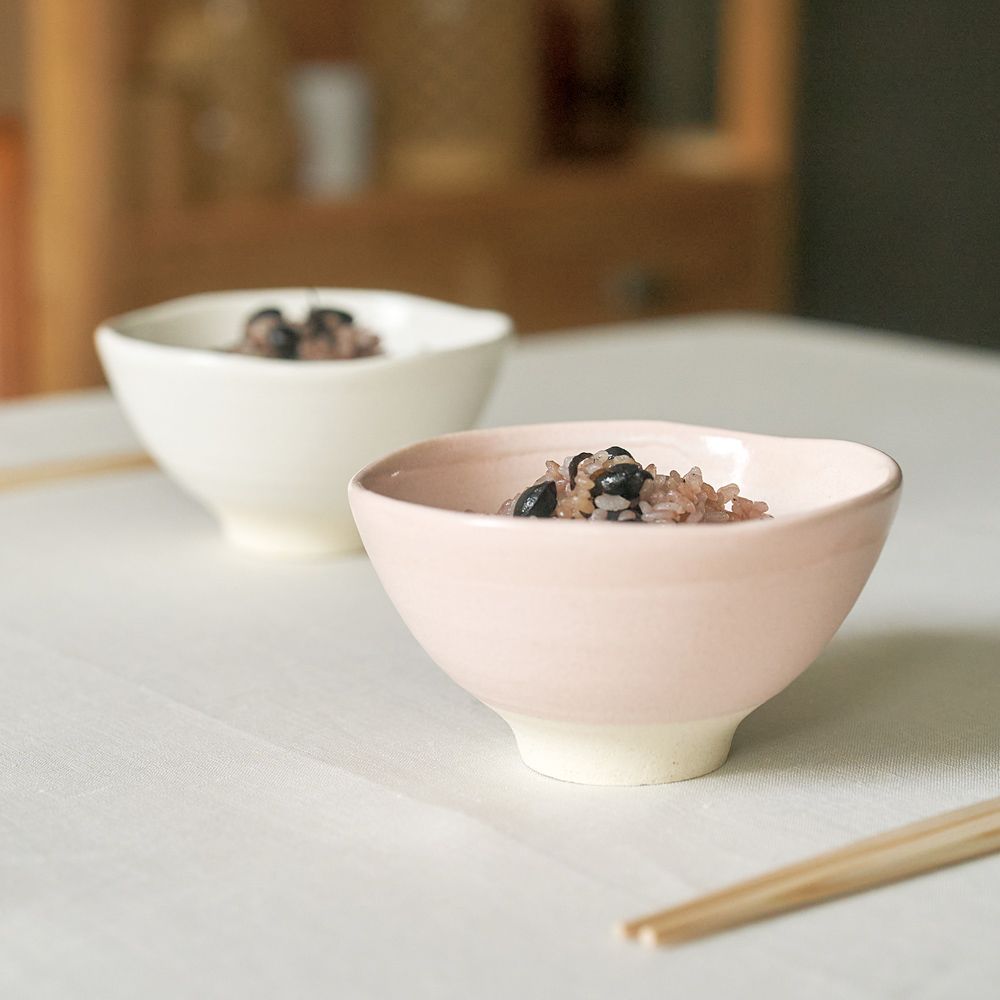 日本aito美濃燒 - 粉染釉對碗禮盒組- 附筷(4件式) - 310 ml