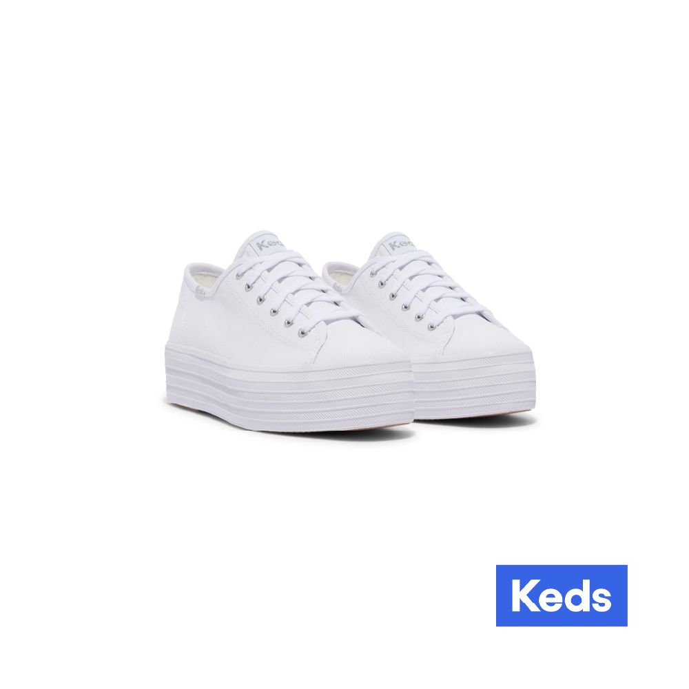 【Keds】 TRIPLE UP 厚底經典帆布小白鞋 WF66003/ US8(25CM)