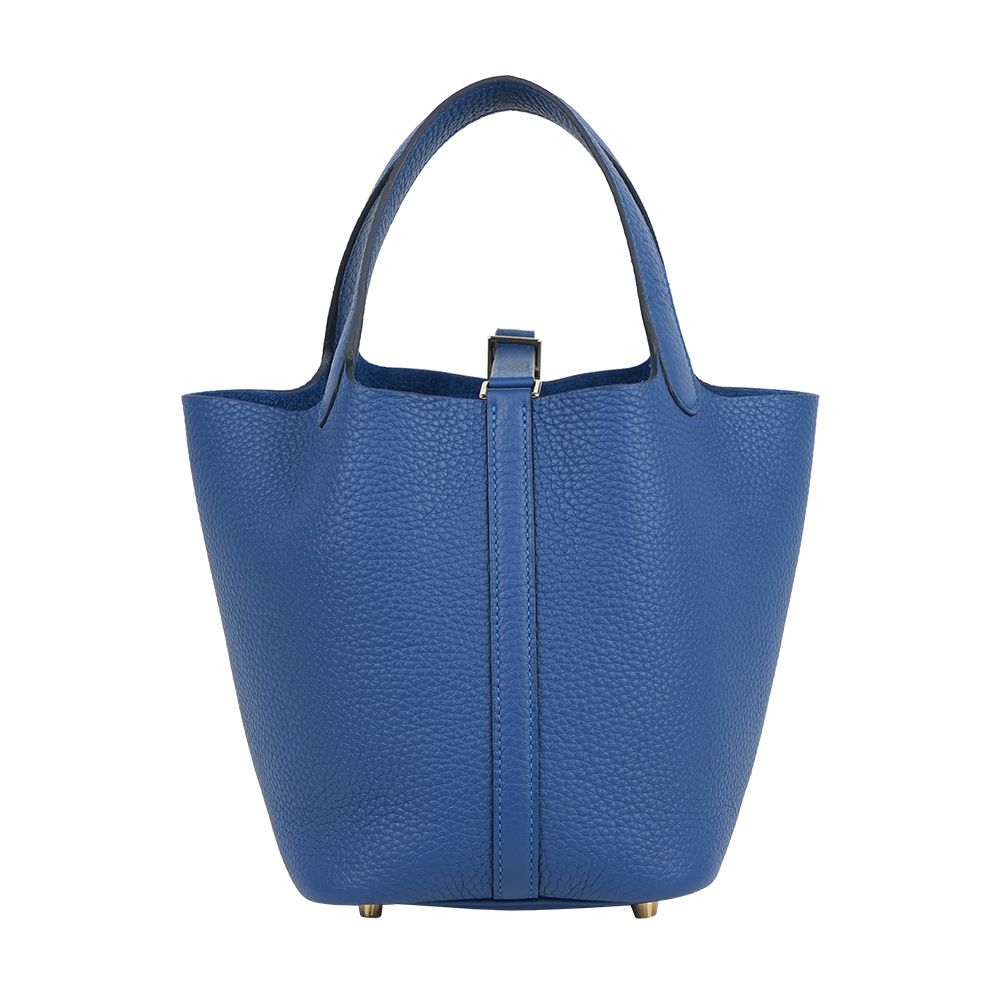 【HERMES】Picotin Lock 18cm PM手提小水桶(淡金釦/扎染藍)/ 平行輸入