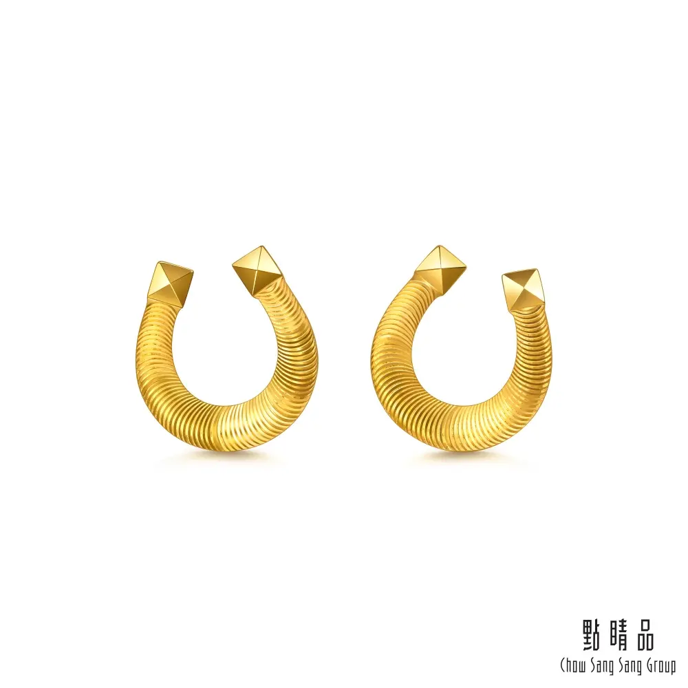 點睛品 幸運馬蹄鐵 黃金耳環(一對)