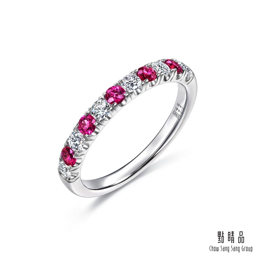 點睛品 YuYu系列 復古優雅 紅寶石 18K金鑽石戒指/ 港圍13
