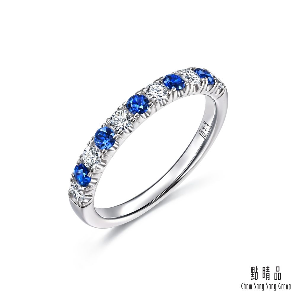 點睛品 YuYu系列 復古優雅 藍寶石 18K金鑽石戒指/ 港圍11