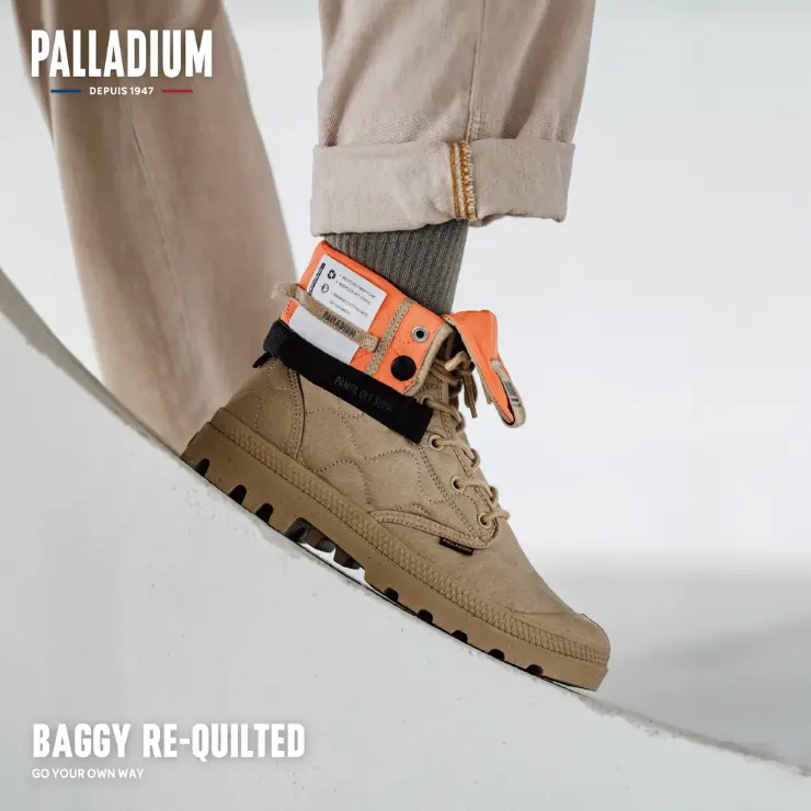 PALLADIUM BAGGY RE-QUILTED經典復古反折軍靴/休閒鞋/男鞋/女鞋-三色任選/ (B)卡其/ 8(26cm)