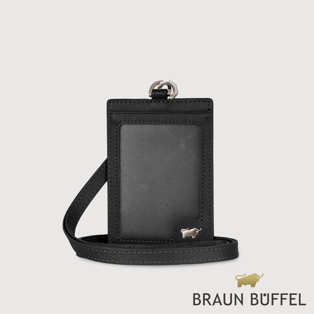 【BRAUN BUFFEL 德國小金牛】台灣總代理 HOMME-M 壓紋證件夾-黑色/BF306-600A-BK