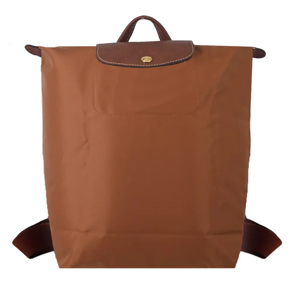 LONGCHAMP LE PLIAGE系列再生尼龍摺疊後背包(中/白蘭地酒)/平行輸入