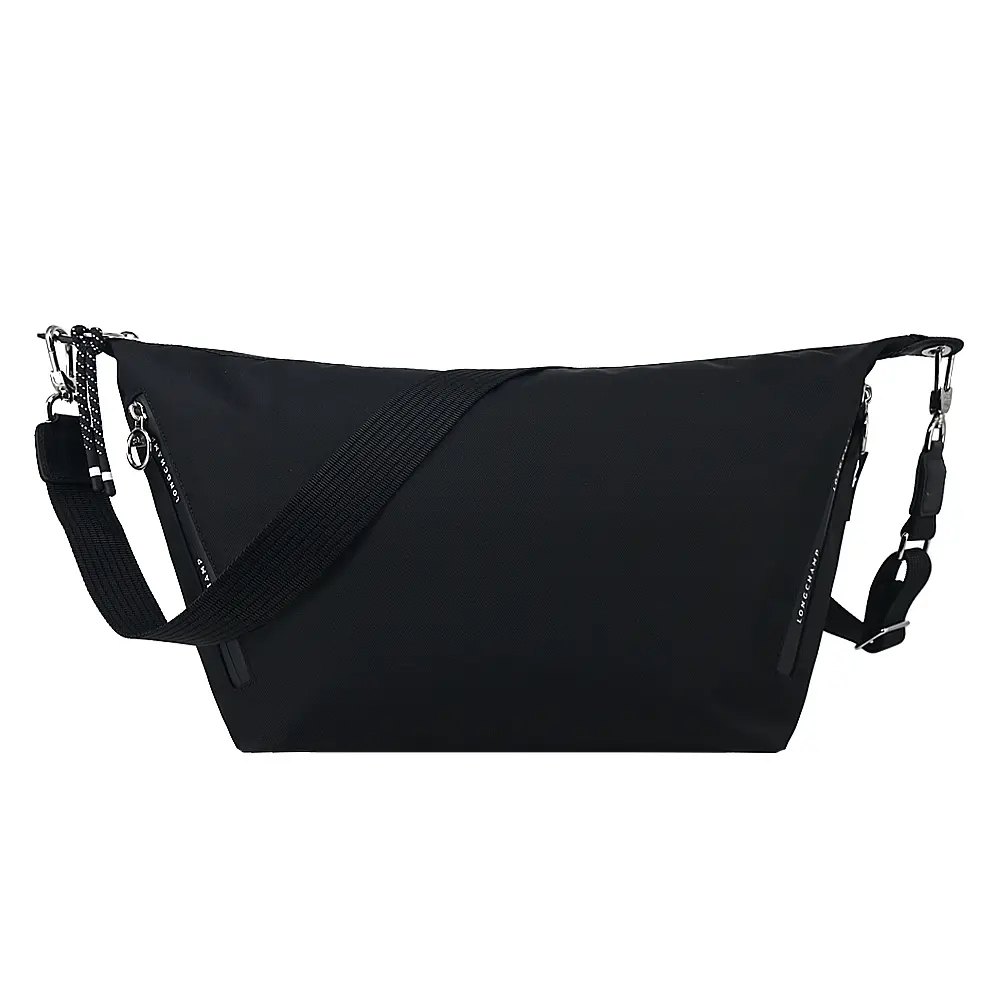 LONGCHAMP LE PLIAGE ENERGY系列再生尼龍雙拉鍊斜背包(黑)/平行輸入