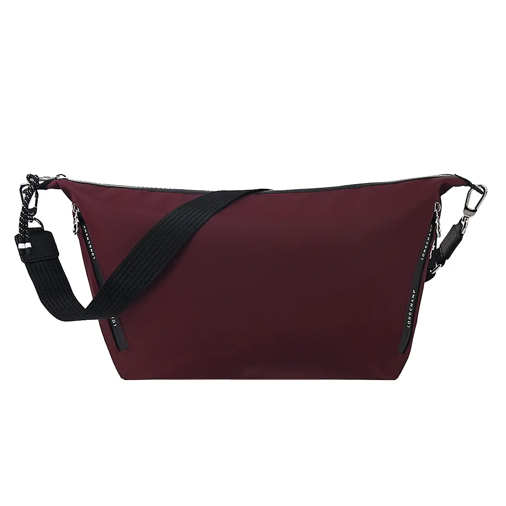 LONGCHAMP LE PLIAGE ENERGY系列再生尼龍雙拉鍊斜背包(酒紅)/平行輸入