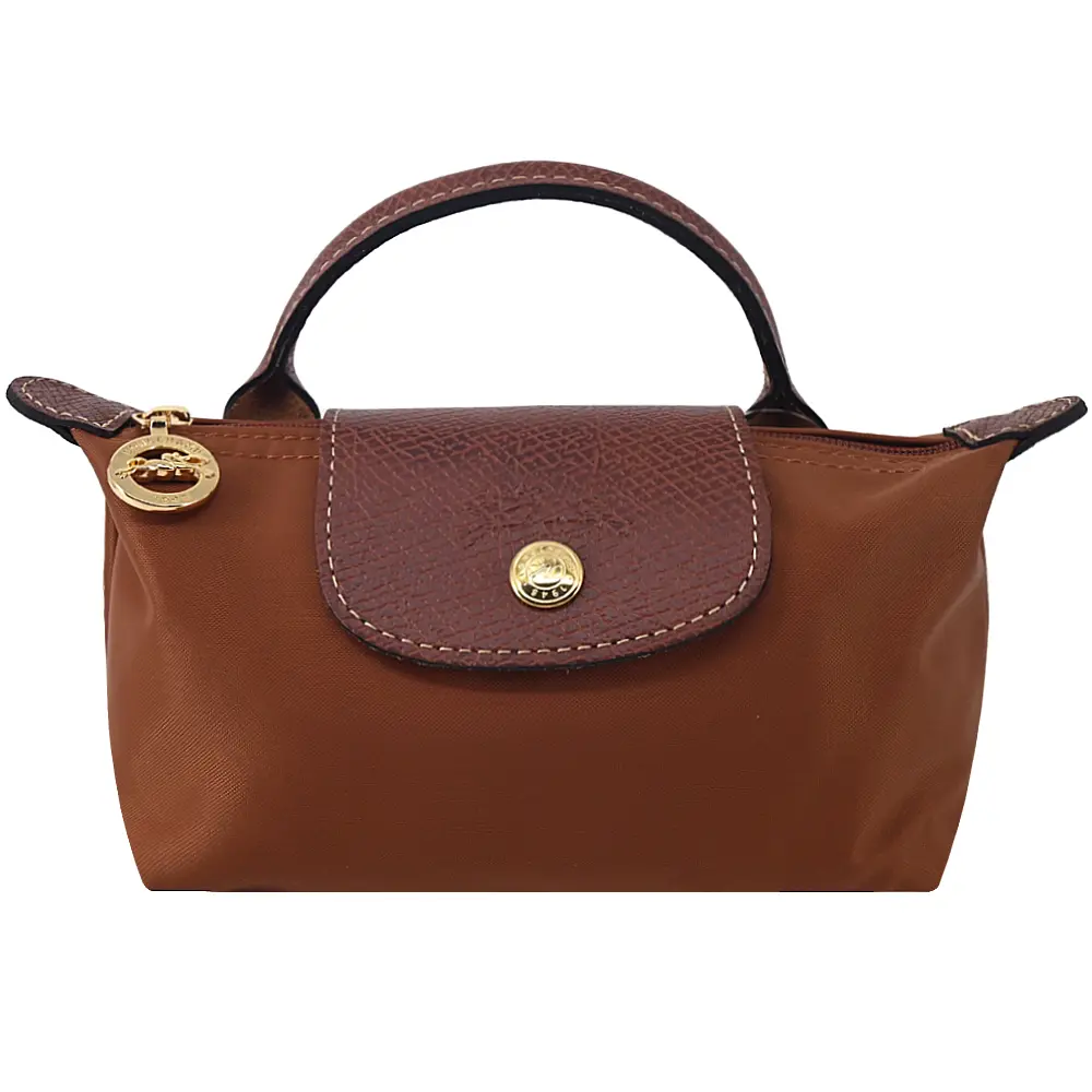 LONGCHAMP LE PLIAGE系列再生尼龍手提化妝包(白蘭地酒)/平行輸入