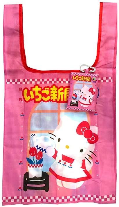 日本 sun-star 三麗鷗草莓報tetemo環保購物袋/ 附收納扣/ 粉紅