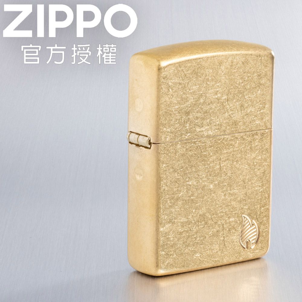 ZIPPO 金色黃銅雕刻火焰(加厚版)防風打火機 / 美國設計款