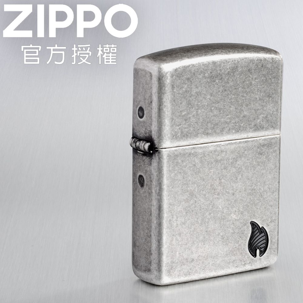 ZIPPO 仿古銀雕刻火焰(加厚版)防風打火機 / 美國設計款