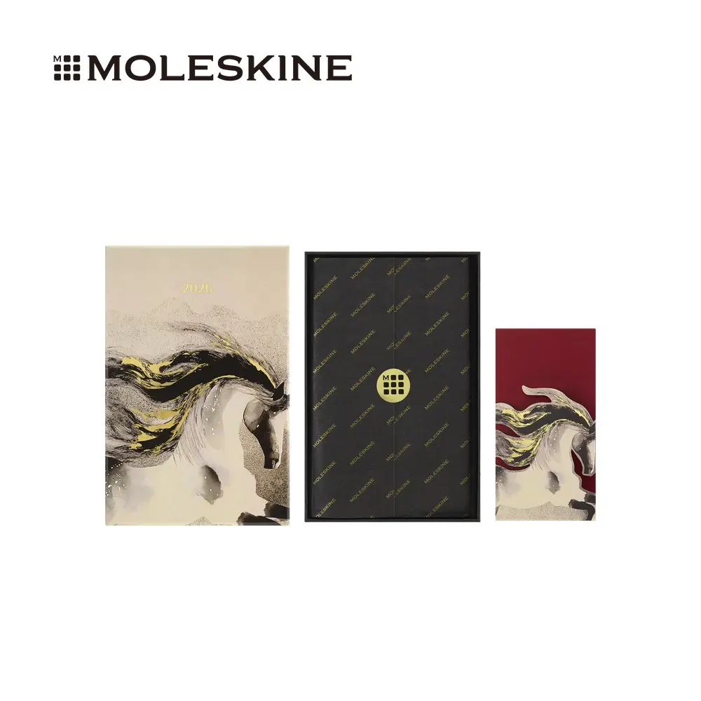 MOLESKINE馬年紀念限量筆記本禮盒/ 硬皮/ L型/ 橫線/ 白