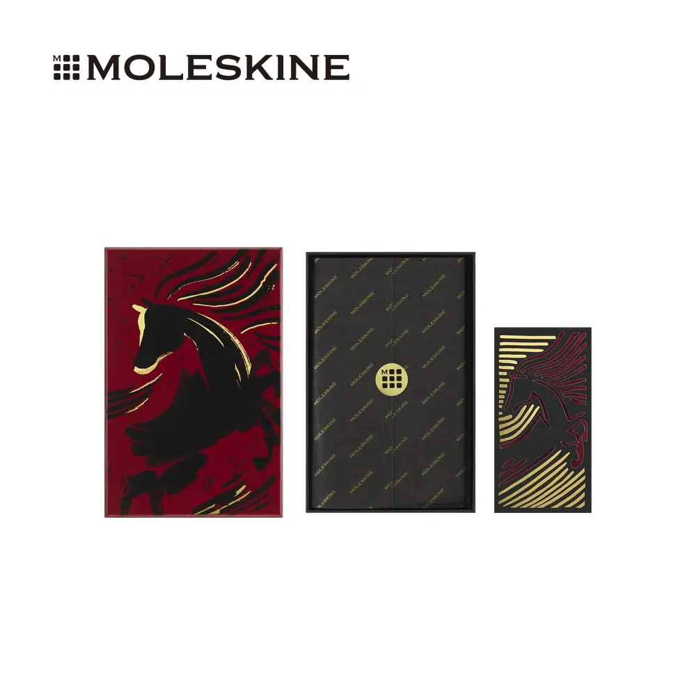 MOLESKINE馬年紀念限量筆記本禮盒/ 硬皮/ L型/ 橫線/ 紅