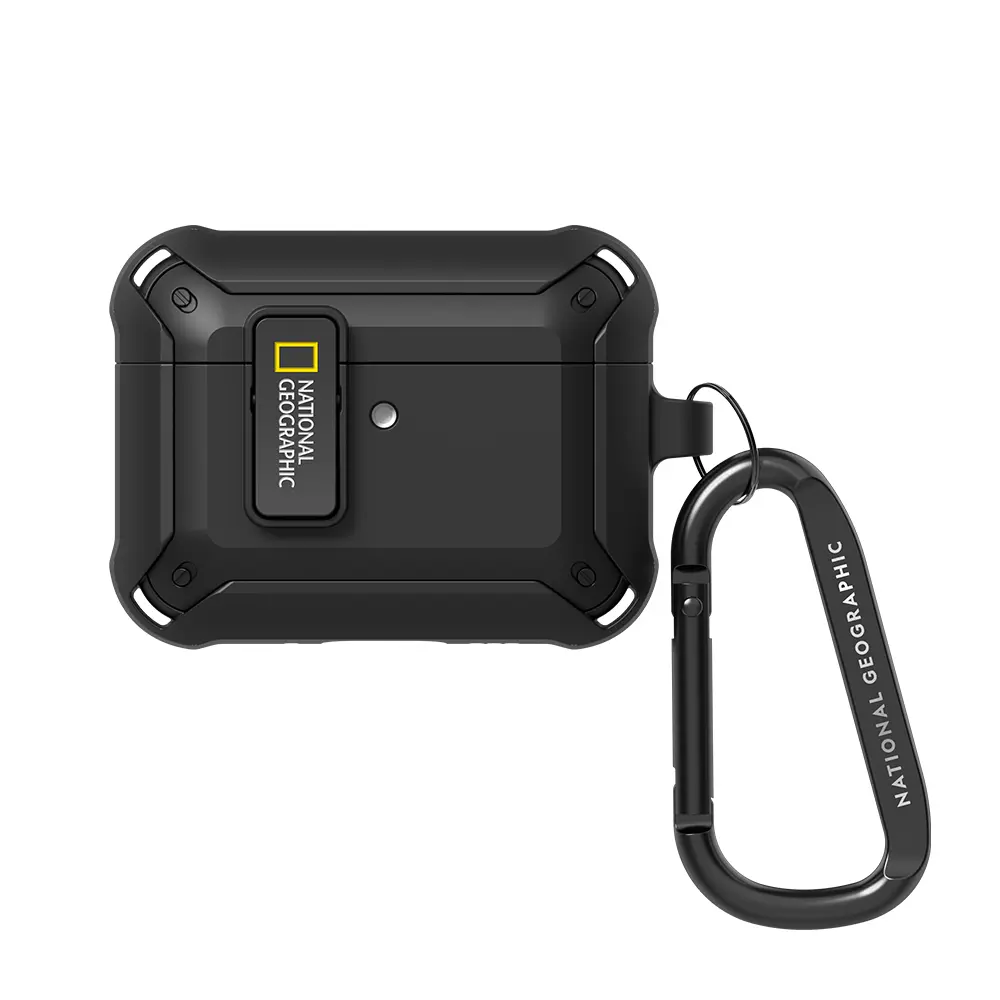 National Geographic Rugged Bumper耳機保護殼/ AirPodsPro3/ 卡扣式/ 黑