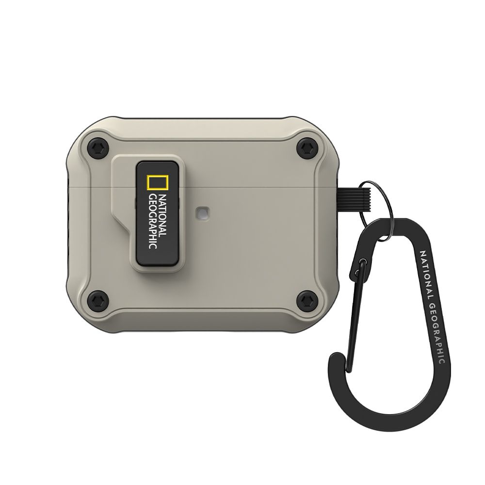 National Geographic Rugged Bumper耳機保護殼/ AirPodsPro3/ 自動開蓋/ 石米色