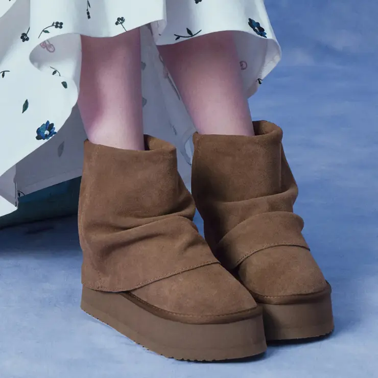韓國 Rockfish Weatherwear MAXI FOLDED BOOTS SHORT (6inch) 厚底摺疊短靴/ 栗棕色 CHESTNUT/ 預購 23 cm