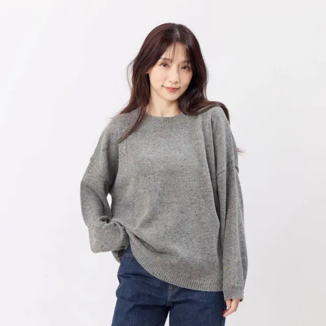好我 so that's me Melissa彩點圓領寬版針織毛衣/ 灰 FREE SIZE