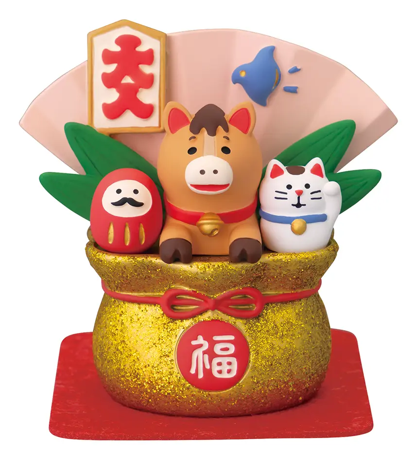 日本 DECOLE Concombre 馬年系列公仔/ 從寶袋裡探出頭來的馬