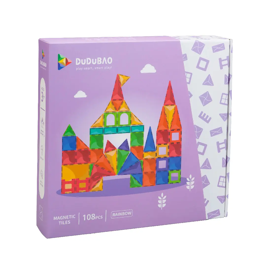 DUDUBAO磁力片/ 建構組/ 彩虹/ 108PCS