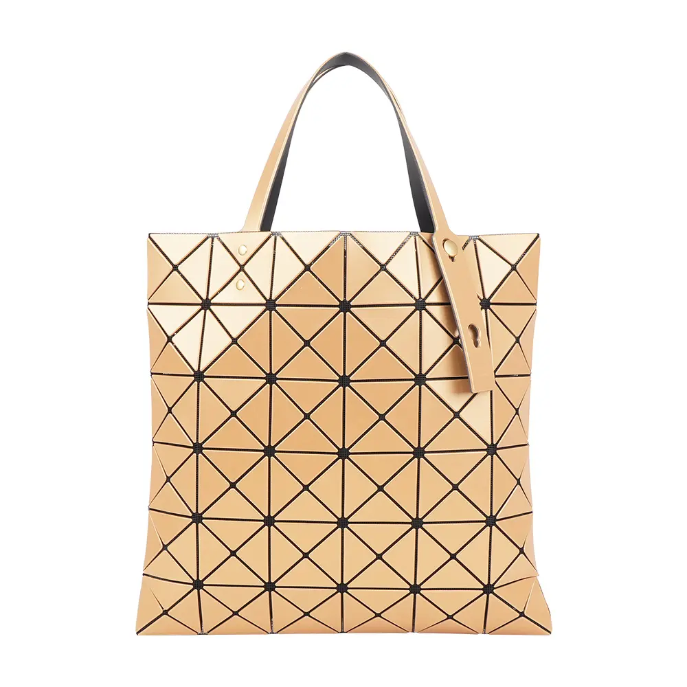 【ISSEY MIYAKE】BAO BAO LUCENT 6X6 金屬光澤亮面手提包(淺棕色)/ 平行輸入