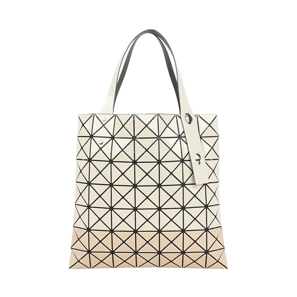 【ISSEY MIYAKE】BAO BAO PRISM 7X7 拼接色亮面手提包(淺米x米色)/ 平行輸入