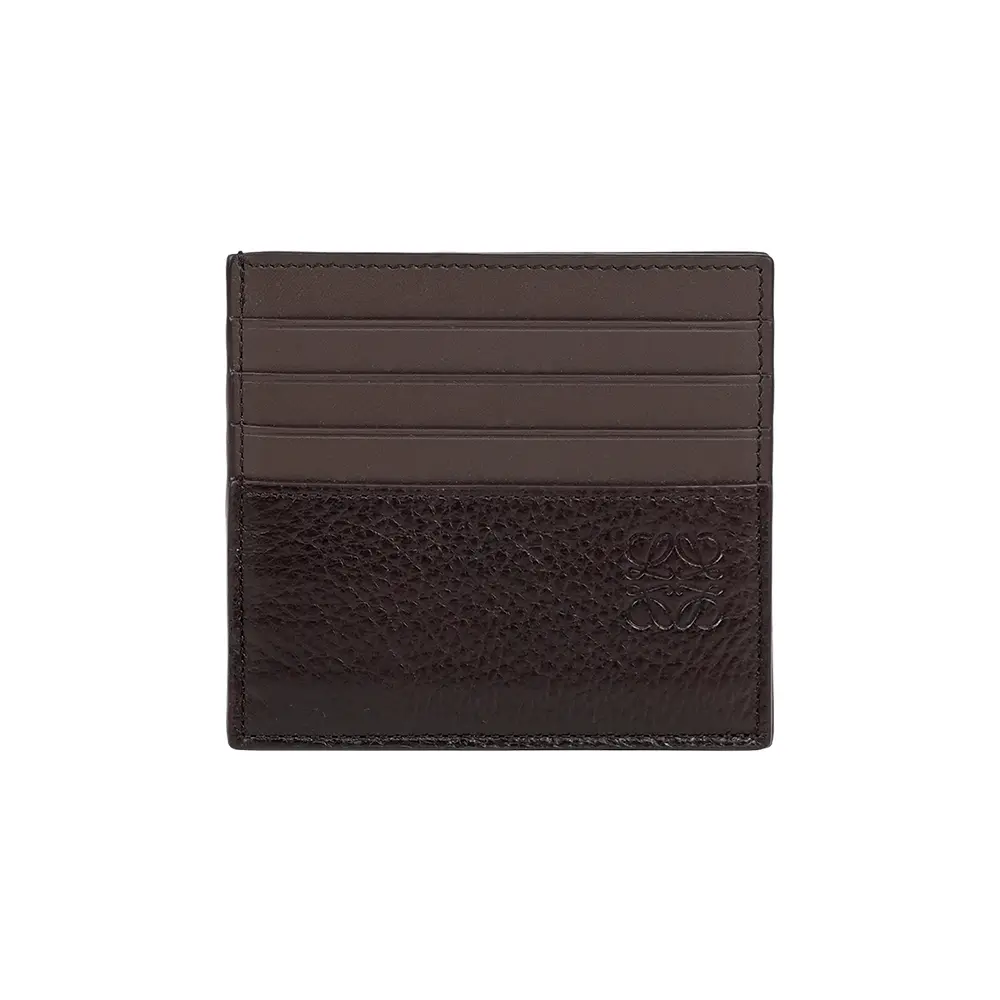 【LOEWE】鹿皮及牛皮側開放式8卡名片/卡片夾(紅棕色)/ 平行輸入