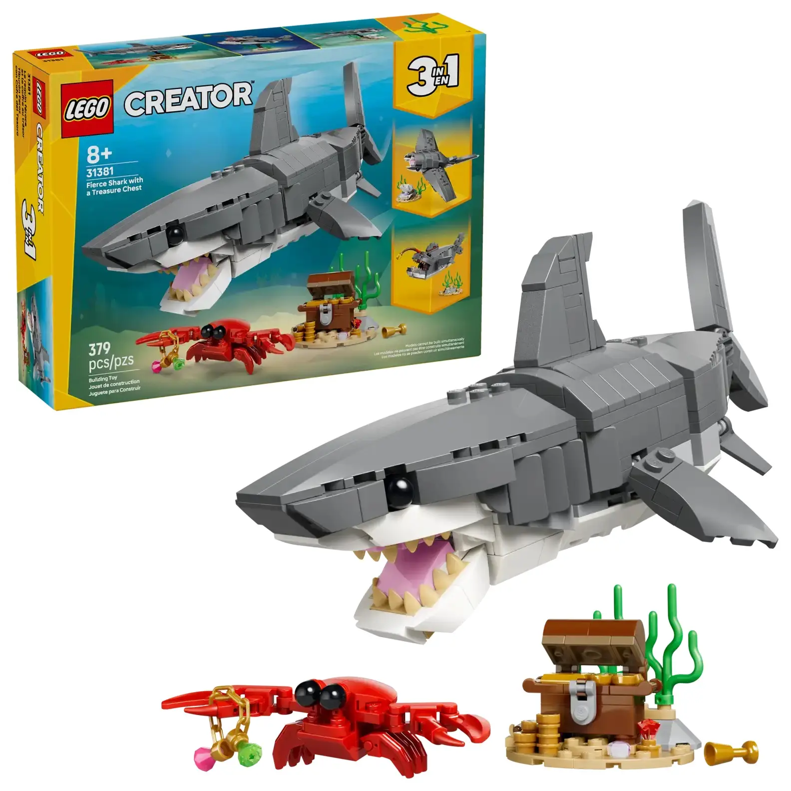 LEGO樂高積木/ 創意百變3合1/ 31381/ 凶猛鯊魚和寶箱